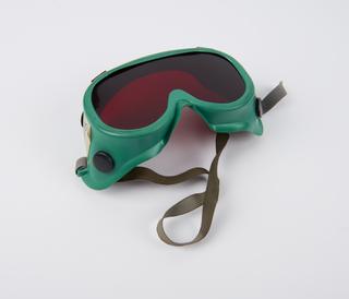 Red plastic welding goggles