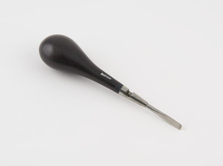 Enamel chisel, steel with ebony handle, English, 1860-1890