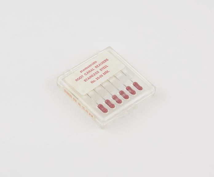 Box of root reamers, by Kerr, Europe, 1970-1978