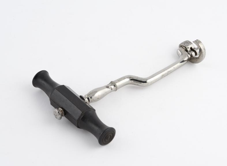 Dental key, double bend, steel with ebony handle