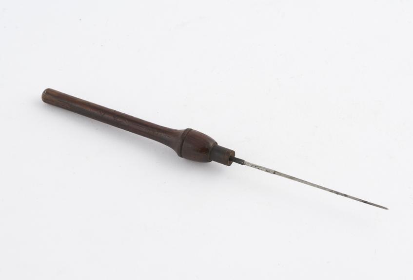 Nerve canal broach(?), steel with wooden handle