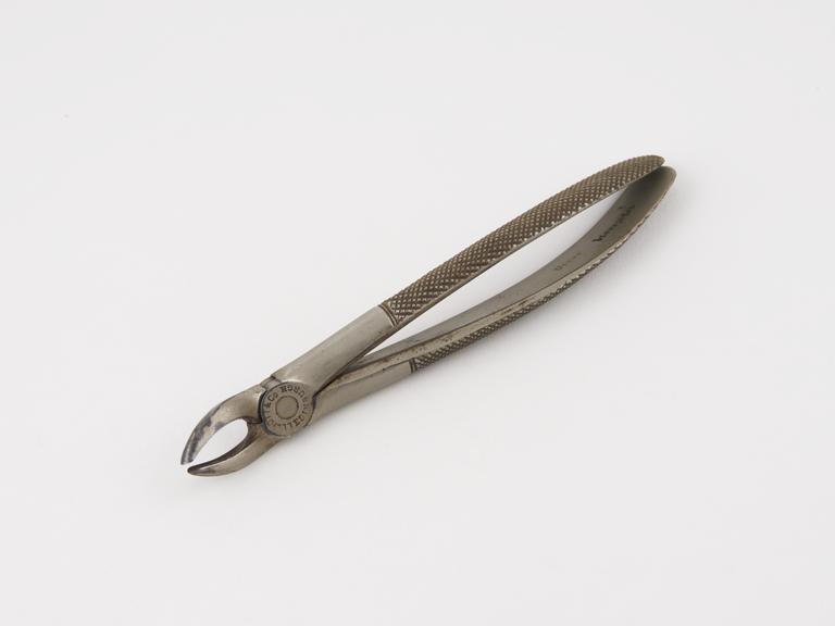 Dental forceps, for upper bicuspids, nickel plated steel