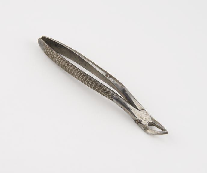 Dental forceps, for upper roots, nickel plated steel, by Evrard