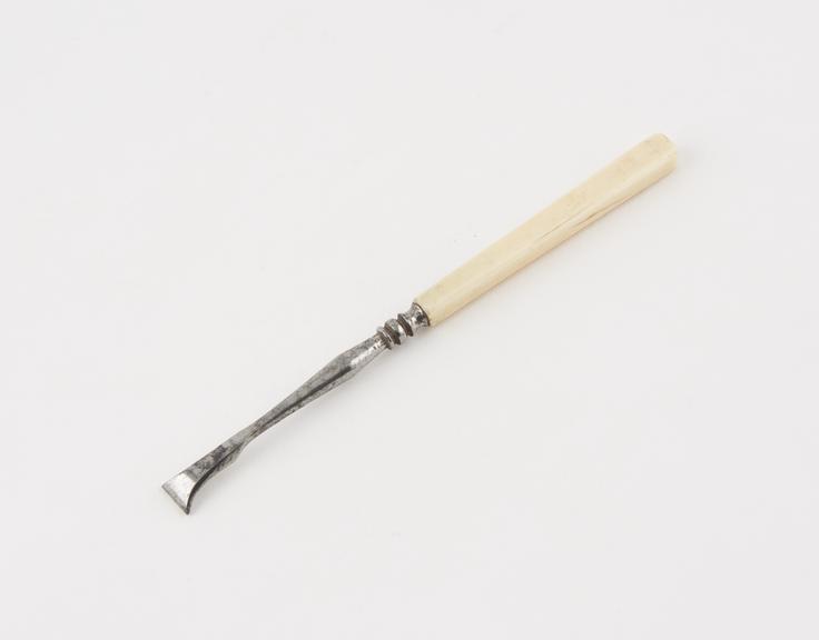 Dental descaler, steel with ivory handle, English, 1810-1870