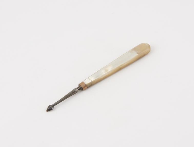 Dental descaler, steel with mother of pearl handle