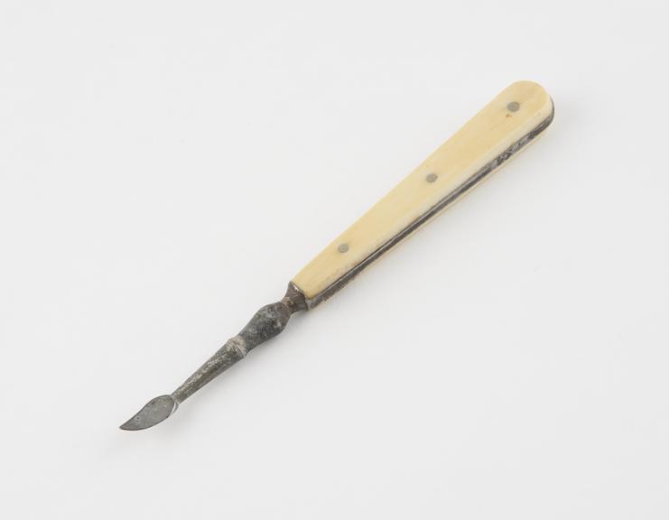 Dental descaler, steel with rivetted ivory handle