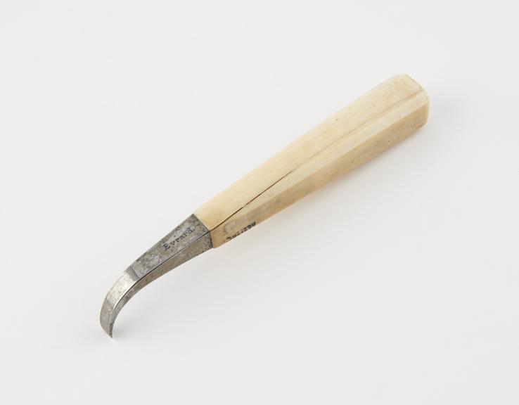 Dental descaler (?), steel with ivory handle, by Eurard, London