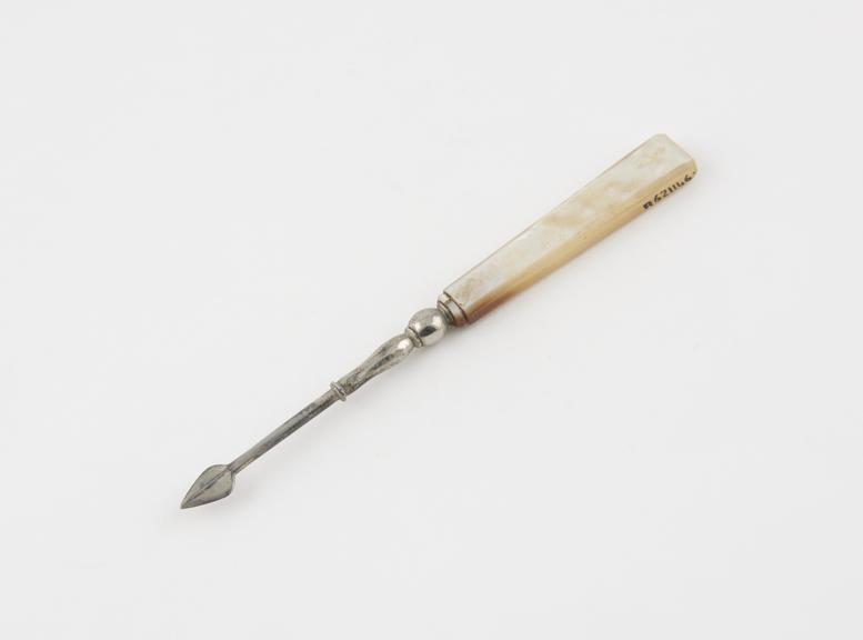 Dental descaler, nickel plated steel with mother of pearl