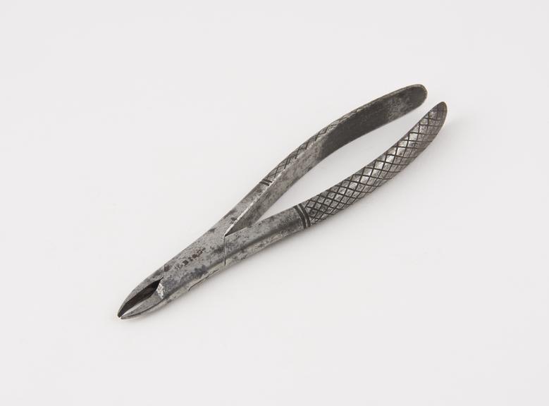 Upper stump dental forceps, by H. Bigg, London, mid 19th century