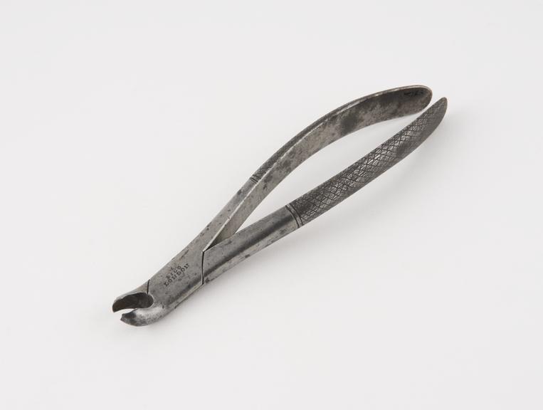 Right upper molar dental forceps, by Bigg, London