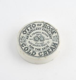 Ceramic pot lid for Otto of Rose cold cream