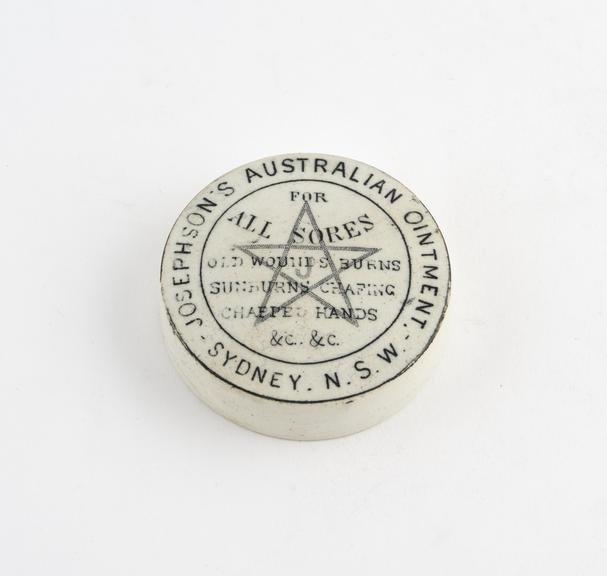 Ceramic pot lid for Josephson's Australian ointment