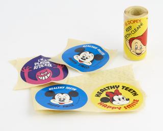 Stickers, illustrating the development of the oral health education strategy of the Health Education Council