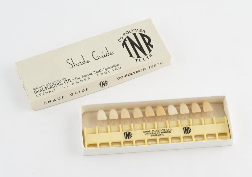 Shade guide for "TNR" acrylic teeth