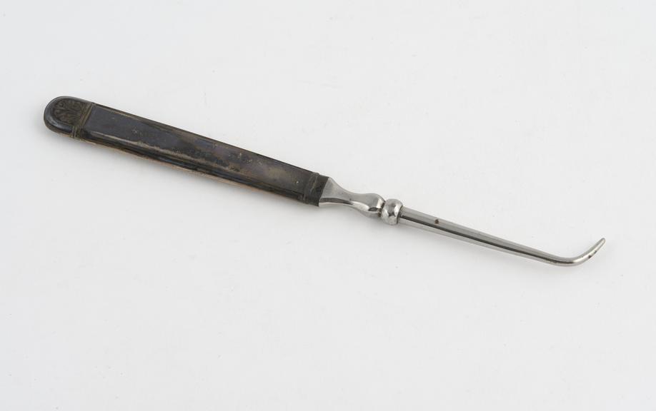 Dental burnisher, steel with embossed silver handle