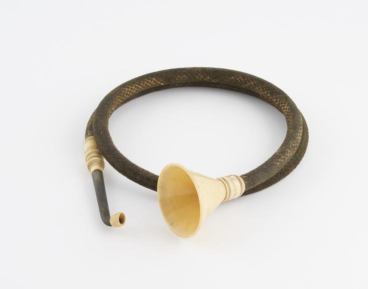 Ivory ear trumpet on flexible tube and ivory ear-piece