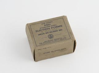 Box for 12 Rauhe's dental suction discs containing 8 discs