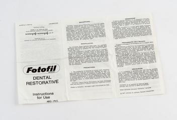 Fotofil brand Dental Restorative Instructions for use