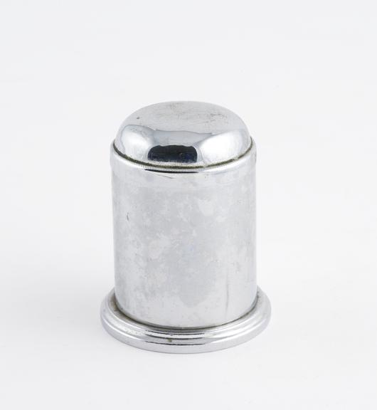 Cotton wool dispenser, lidded, chrome plated brass, German