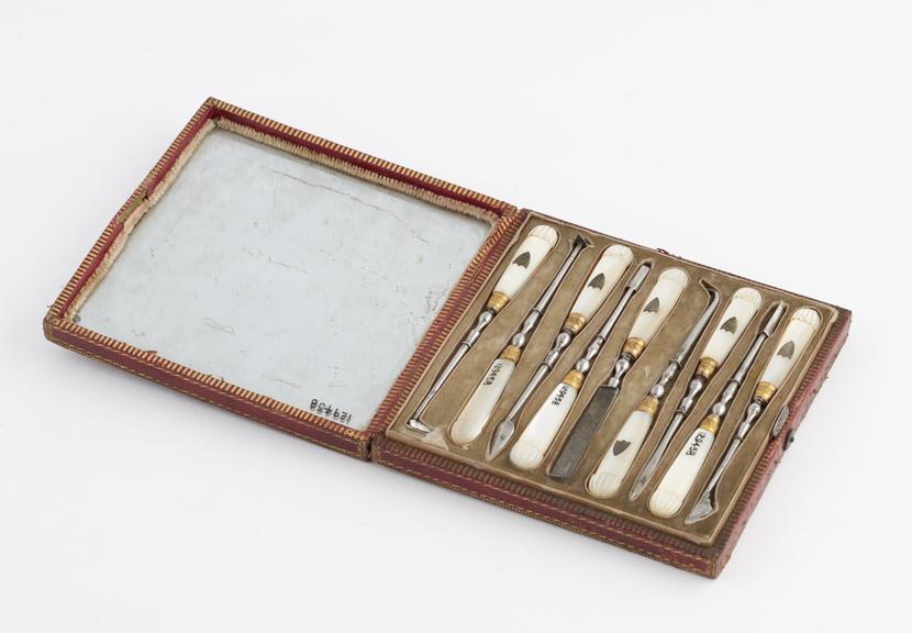 Presentaion case of dental instruments, French, mid 19th century