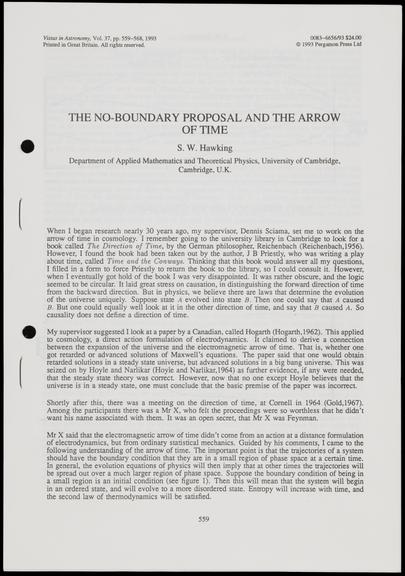 Scientific Publication: ‘The No-Boundary proposal and the Arrow of Time’