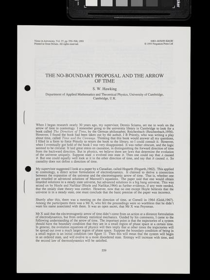 Scientific Publication: ‘The No-Boundary proposal and the Arrow of Time’