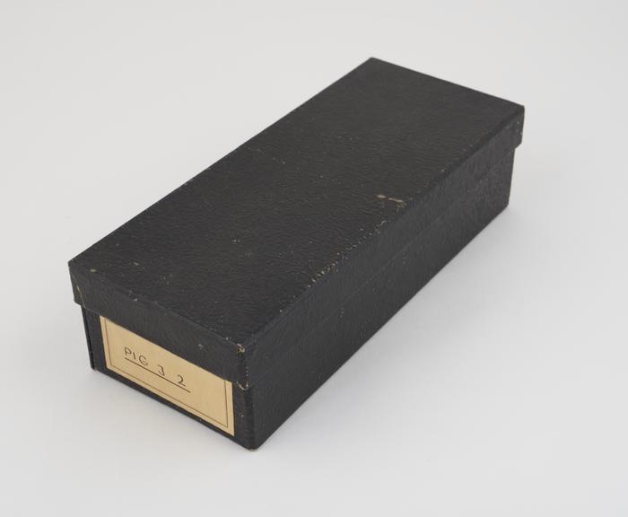 Black slide box, labelled Pig J2, used by H.W. Florey.