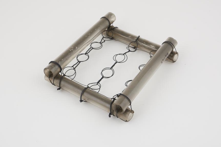 Wire and glass test-tube rack, unsigned, England, 1801-1900