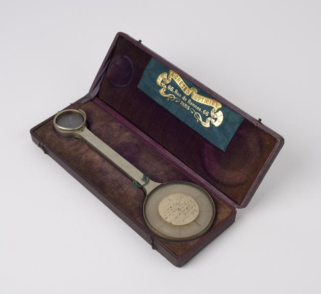 Ophthalmoscope, cased, by A. Cretes, Paris, France, owned by Dr