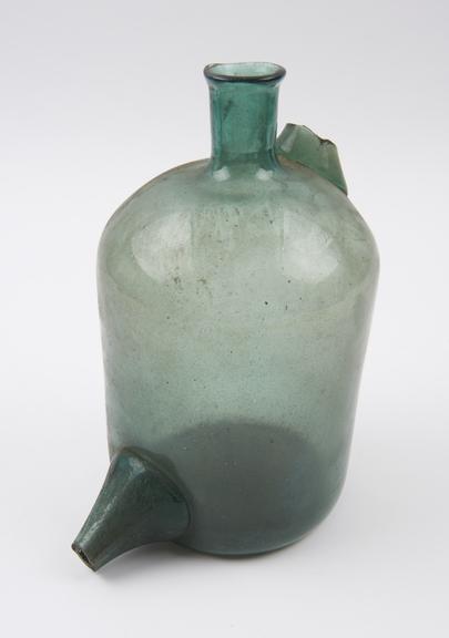 Woulfe bottle, green glass, European