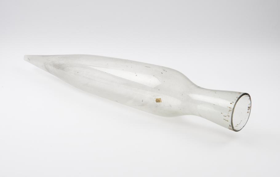 Clear glass funnel with flared neck rounded shoulders