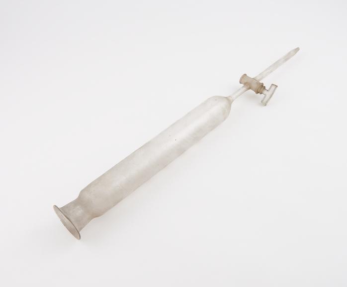 Clear glass burette with valve, European, 1861-1920