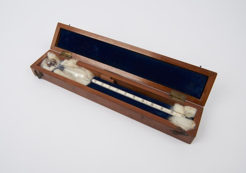 Hydrometer, with wooden case, made by L Casella, English