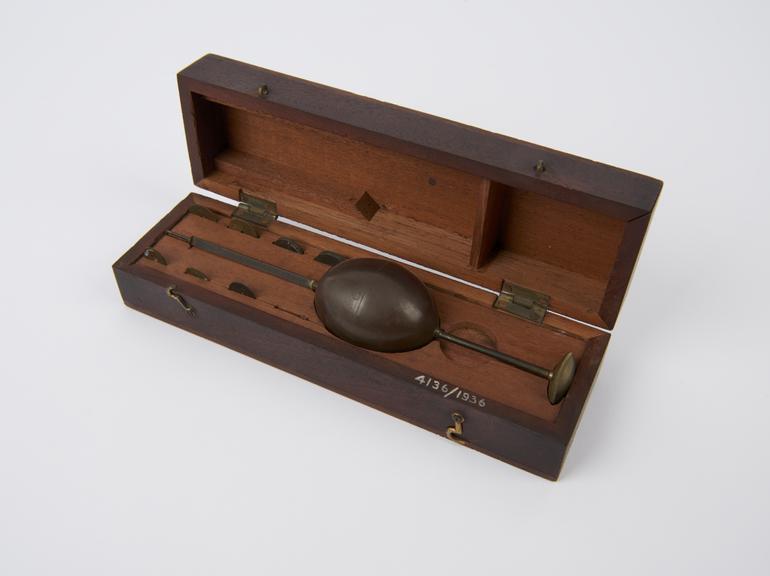 Brass hydrometer with weights in wooden box