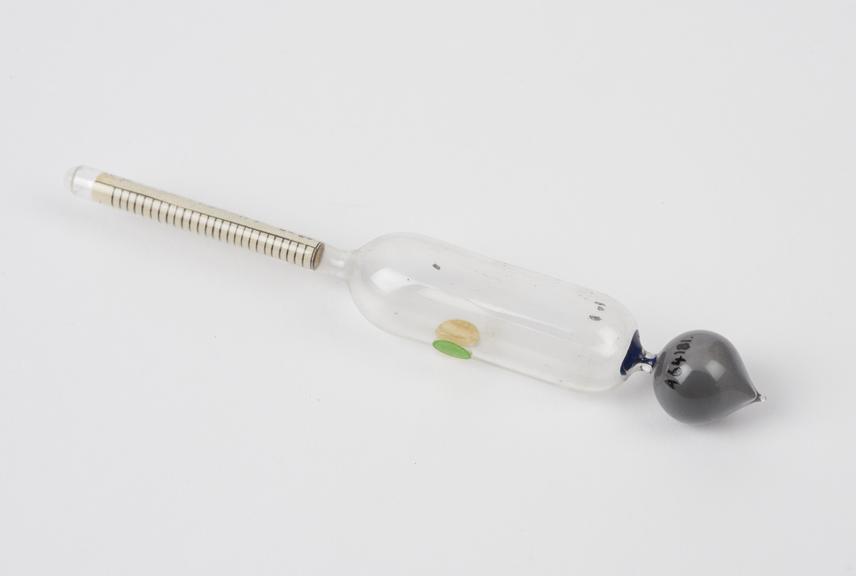 Glass hydrometer with mercury