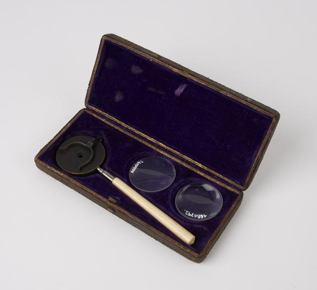 Liebreich' type ophthalmoscope in case with seven separate