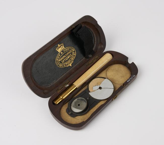 Part of ophthalmoscope in wood case