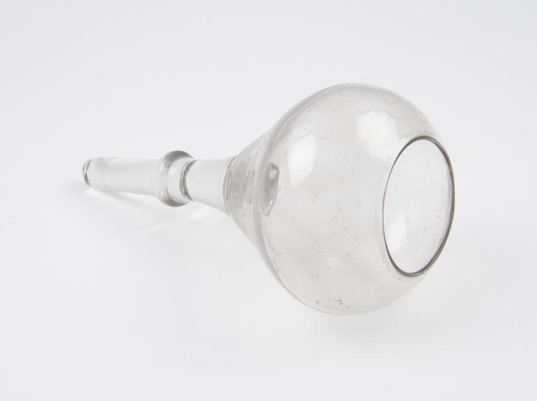 Clear glass vessel, pear shaped head with solid stem