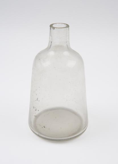 Clear glass flask, bell shaped, European, 19th century