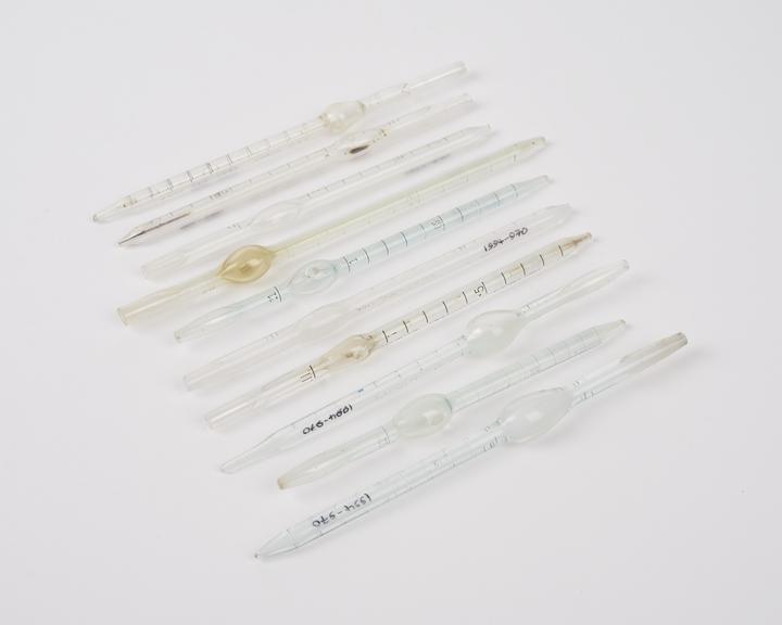 White Cell Pipettes (9), Red Cell Pipettes (2)