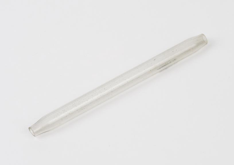 Clear glass pipette tube, probably English, 1881-1920