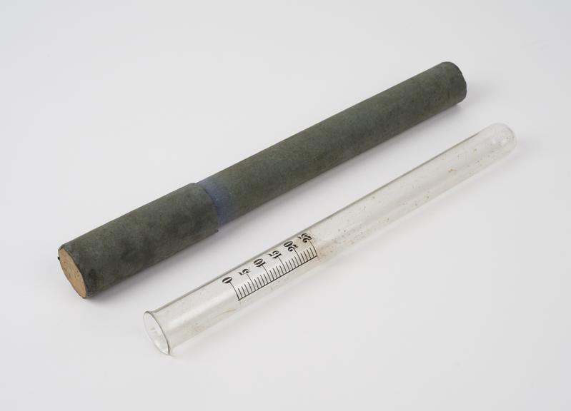 Test tube, glass, in cardboard case