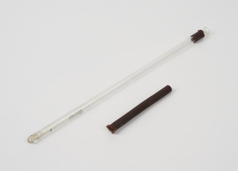 Tube, glass, with rubber pipe extension