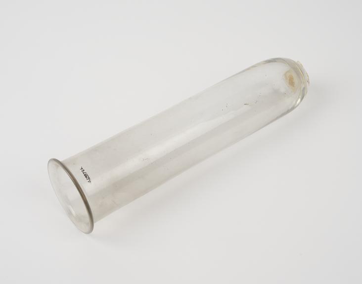 Large clear glass test tube, rounded base, cylindrical body