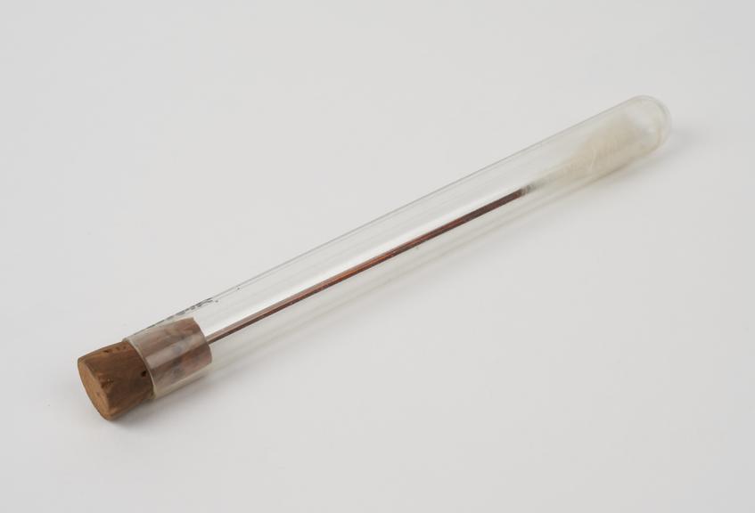 Phial, clear glass, cork stopper