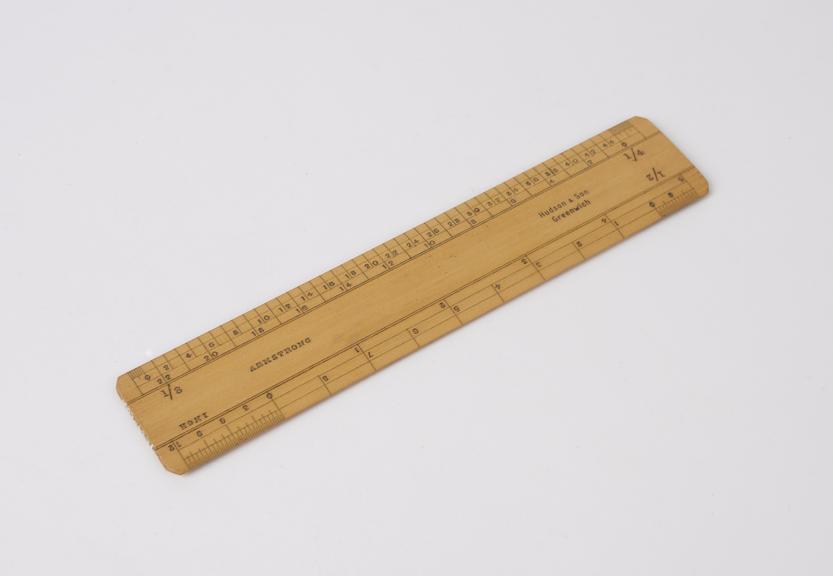 Ruler, wooden, marked 'Armstrong', made by Hudson and Son