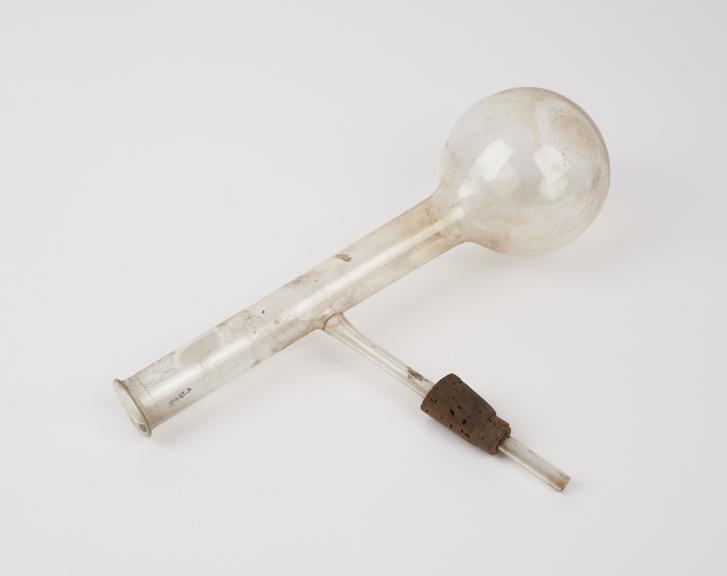 Clear glass flask, spherical bulb