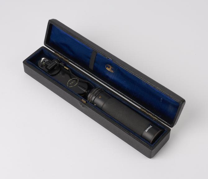 Morton's ophthalmoscope, in leatherette hinged case