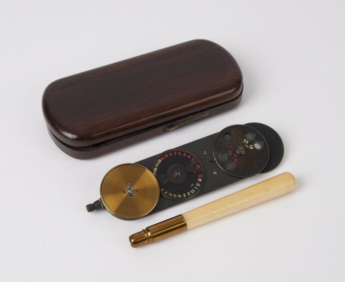 Morton's ophthalmoscope, metal, wood, ivory and glass