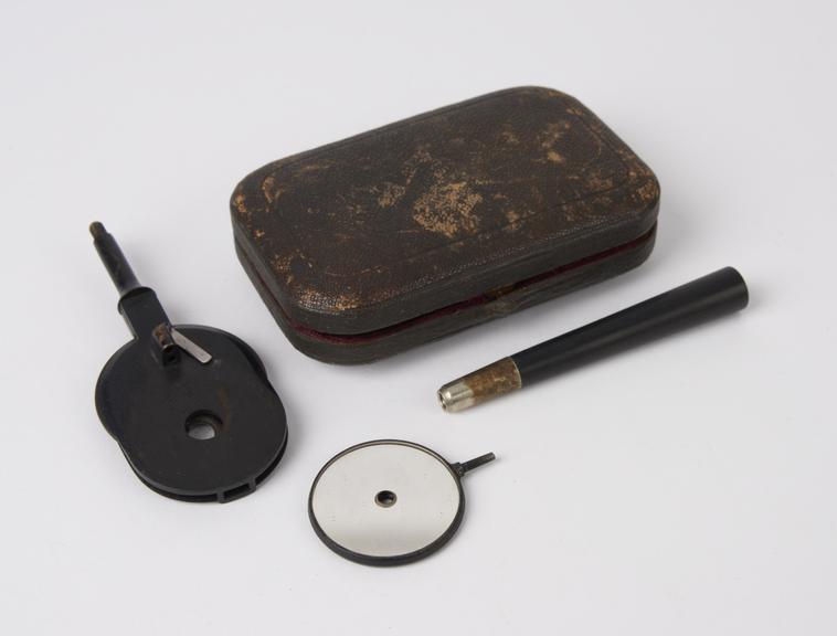 Ophthalmoscope, Jessop(?), ebonite, steel and glass